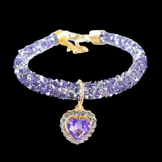 Crystal Cat Collar Heart Gem Pendant Party Rhinestone Necklace Adjustable Cats Puppy Chihuahua Wedding Pet Accessories